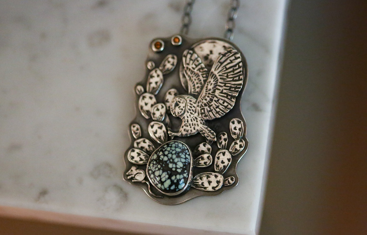 Owl + Cactus Necklace