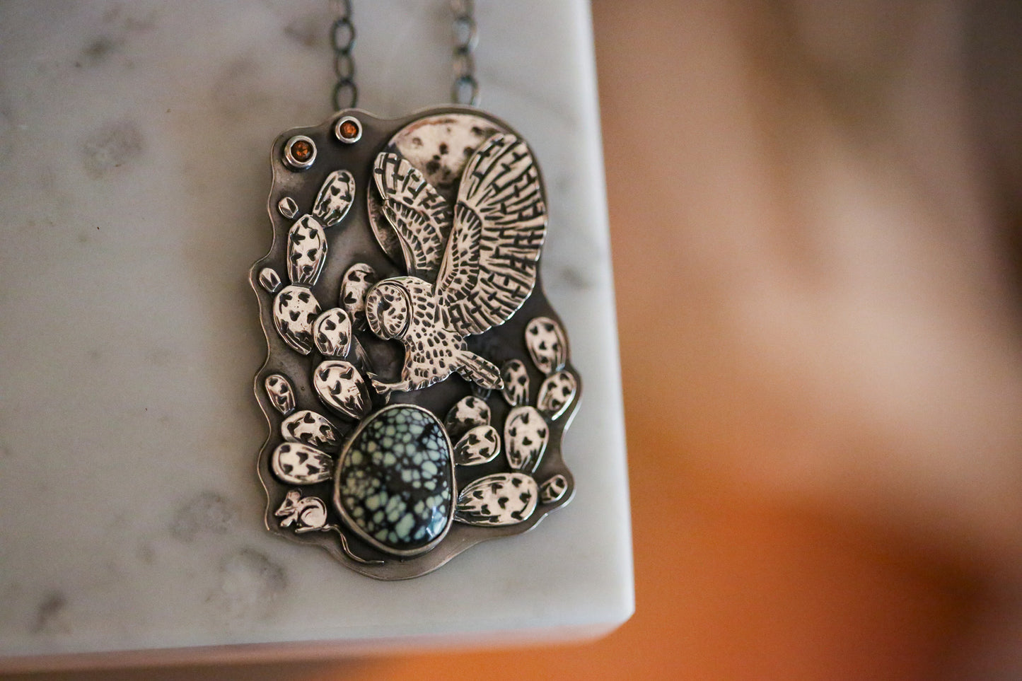 Owl + Cactus Necklace