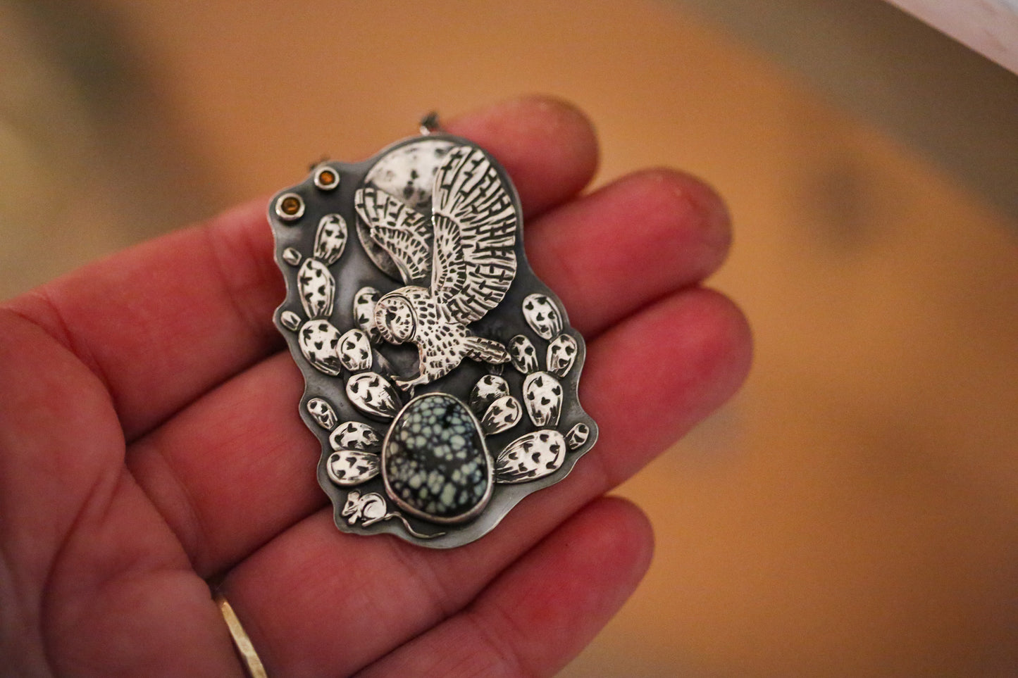 Owl + Cactus Necklace