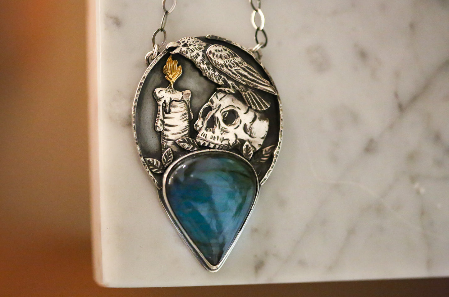 Raven + Skull Necklace