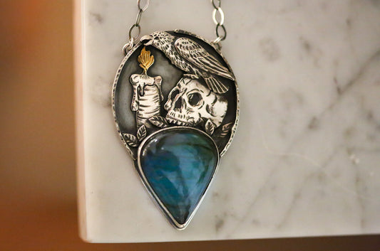 Raven + Skull Necklace