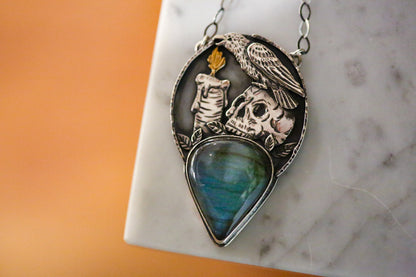 Raven + Skull Necklace