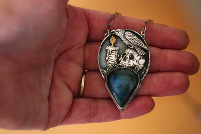 Raven + Skull Necklace