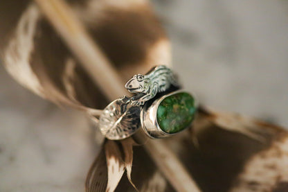 Frog + Lily Pad Ring Size 6.75