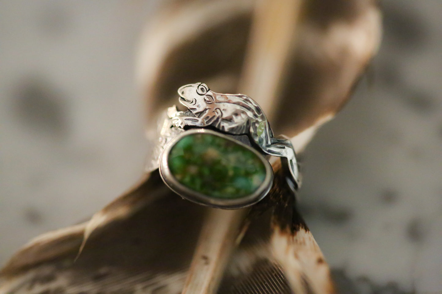 Frog + Lily Pad Ring Size 6.75