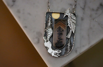 Squirrel + Woodpecker Necklace