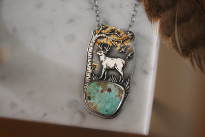 Golden Forest Deer Necklace