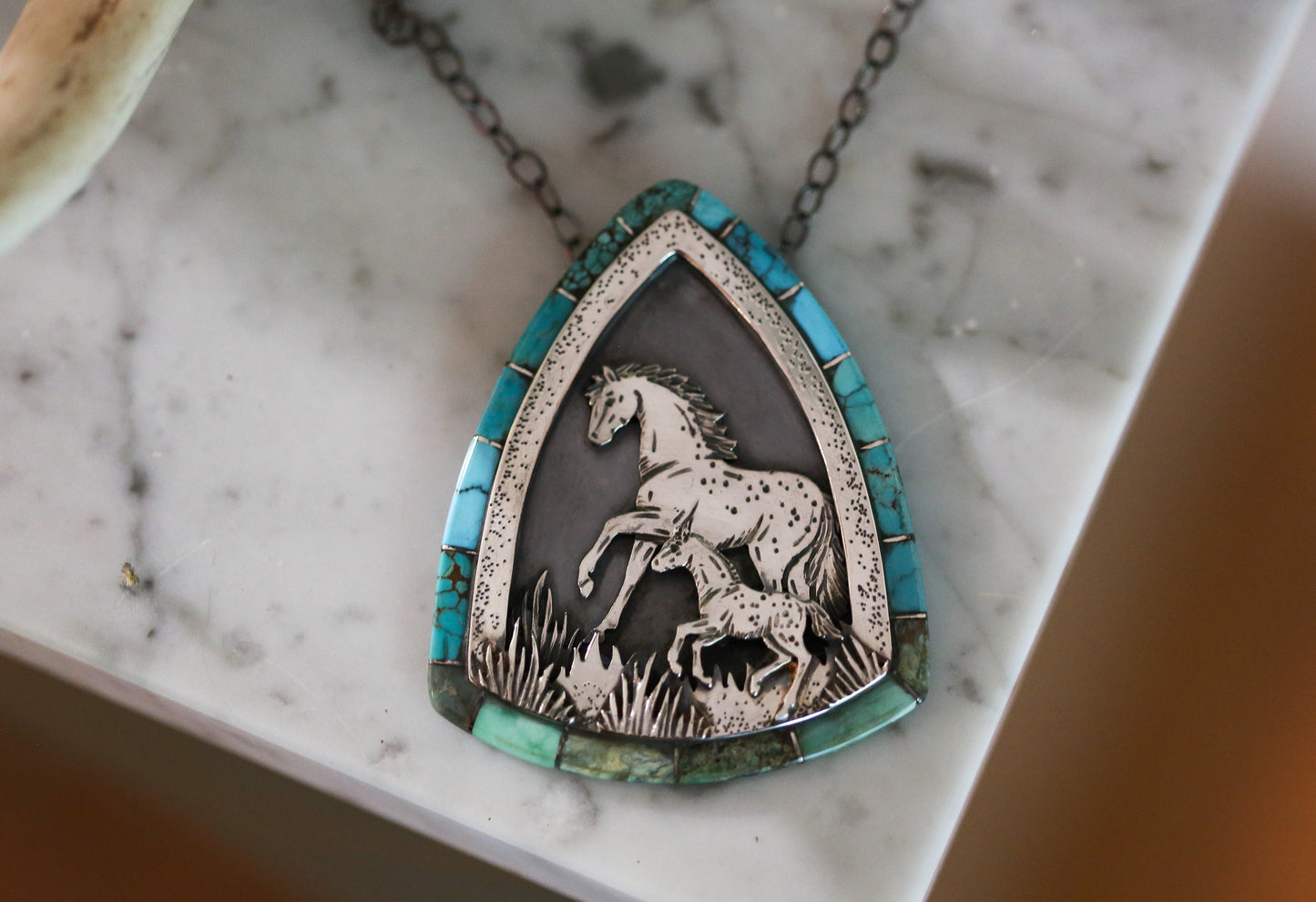 Mare and Foal Inlay Necklace