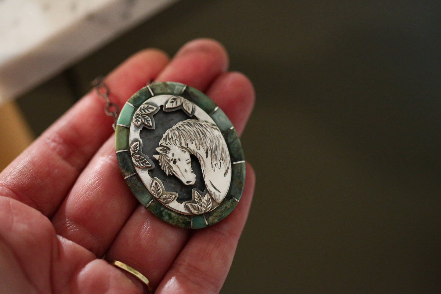 Horse Head Inlay Necklace