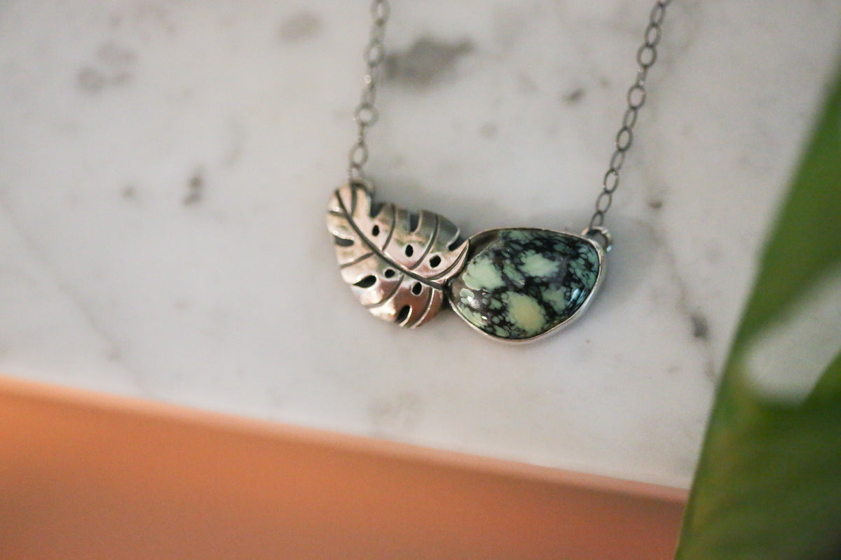 Monstera Variscite Necklace