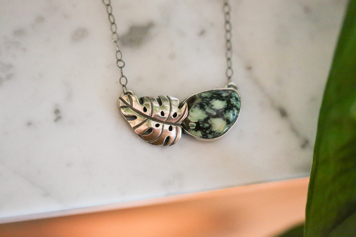 Monstera Variscite Necklace
