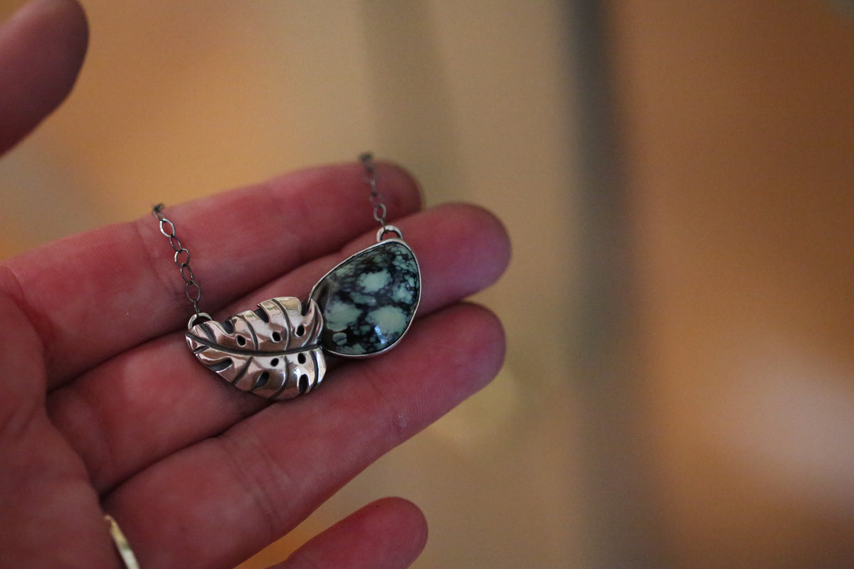Monstera Variscite Necklace