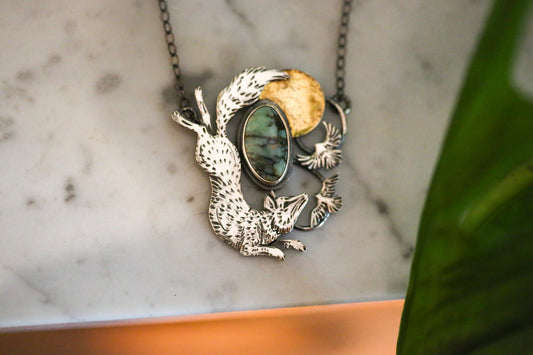 Fox + Birds Necklace