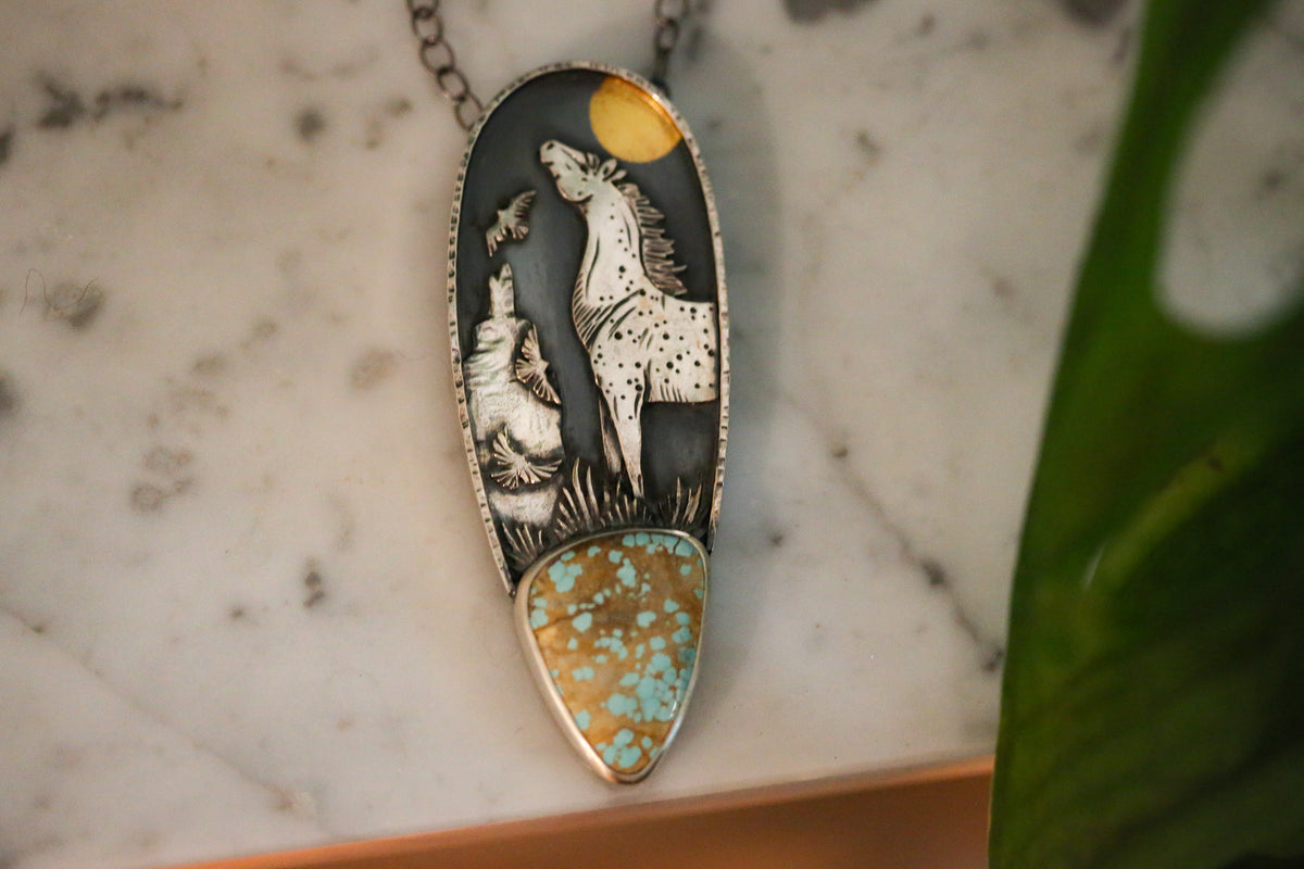 Horse + Birds Necklace