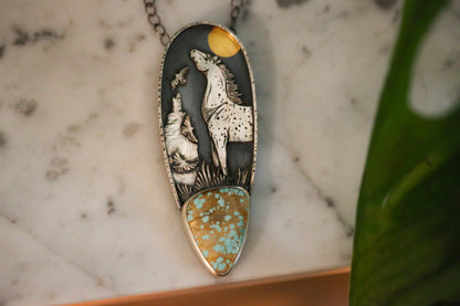 Horse + Birds Necklace