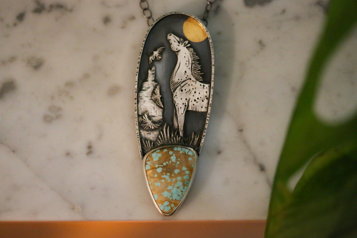 Horse + Birds Necklace