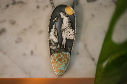 Horse + Birds Necklace