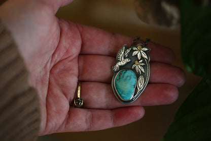 Bird + Coneflower Necklace