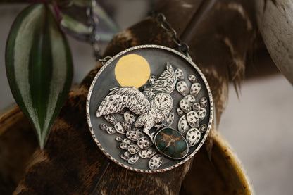 Barn Owl + Cactus Necklace