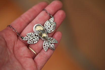 Golden Glow Monstera Adansonii Necklace