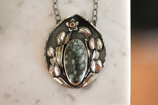 Venus Fly Trap + Candelaria Variscite Necklace