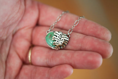 Turquoise Monstera Necklace