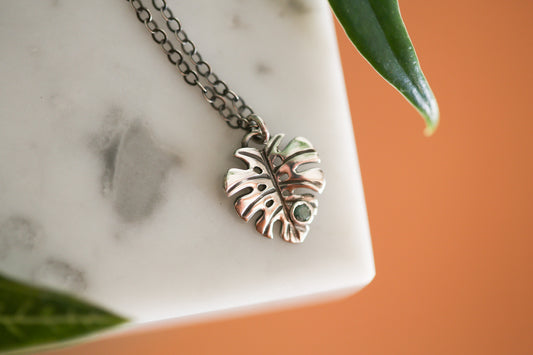 Emerald Monstera Necklace #2
