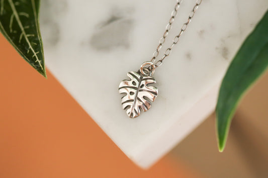 Tiny Monstera Necklace #1