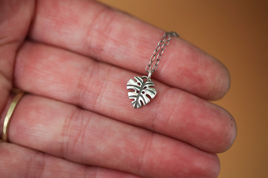 Tiny Monstera Necklace #3