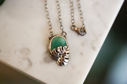 Monstera + Turquoise Necklace