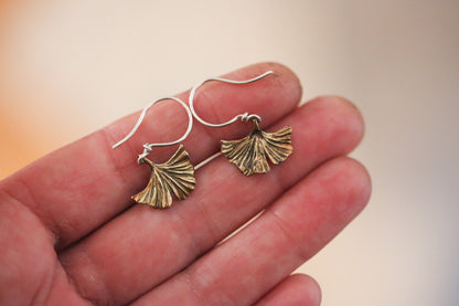 Brass Ginkgo Leaf Earrings