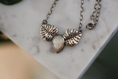 Moonstone Monstera Duo Necklace