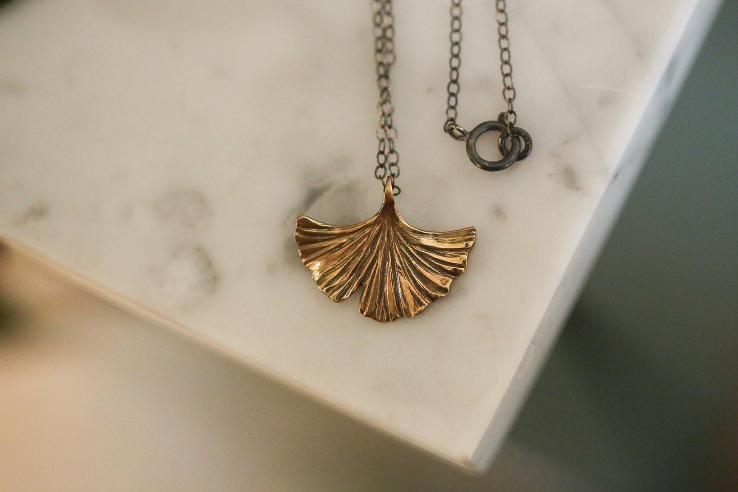 Brass Ginkgo Necklace