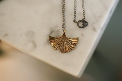 Brass Ginkgo Necklace