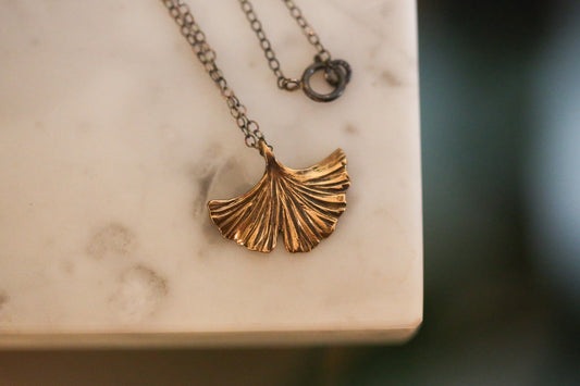 Brass Ginkgo Necklace
