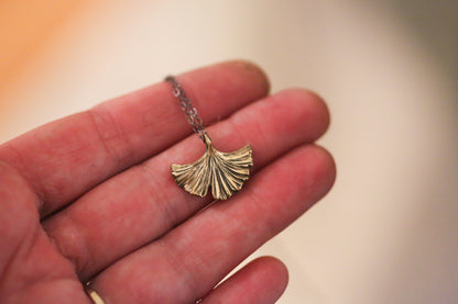 Brass Ginkgo Necklace