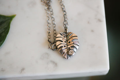 Moonstone Monstera Necklace