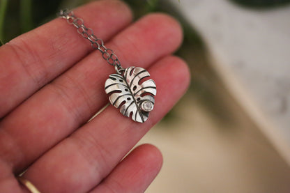 Moonstone Monstera Necklace