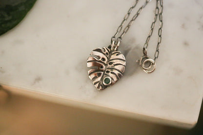 Emerald Monstera Necklace