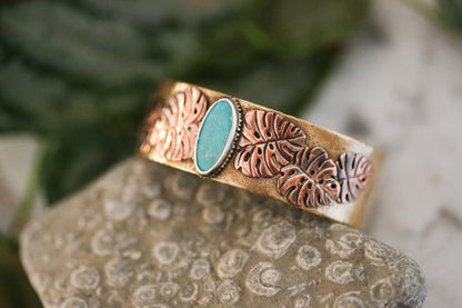 Brass + Copper Monstera Cuff