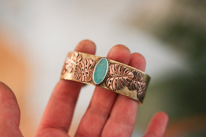 Brass + Copper Monstera Cuff