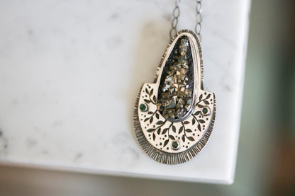 Pyrite + Emerald Vines Necklace