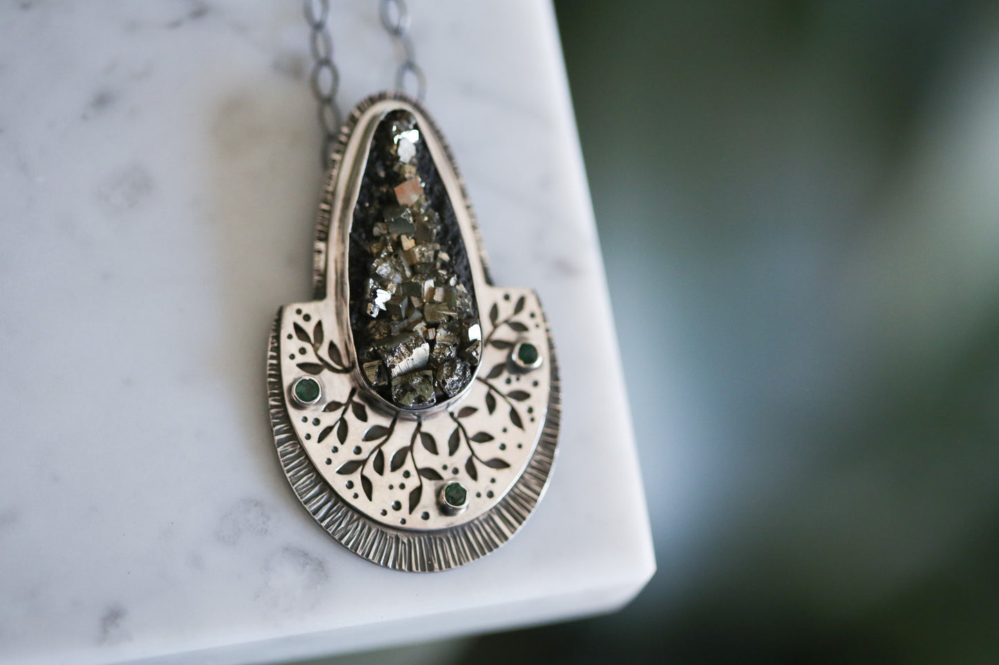 Pyrite + Emerald Vines Necklace