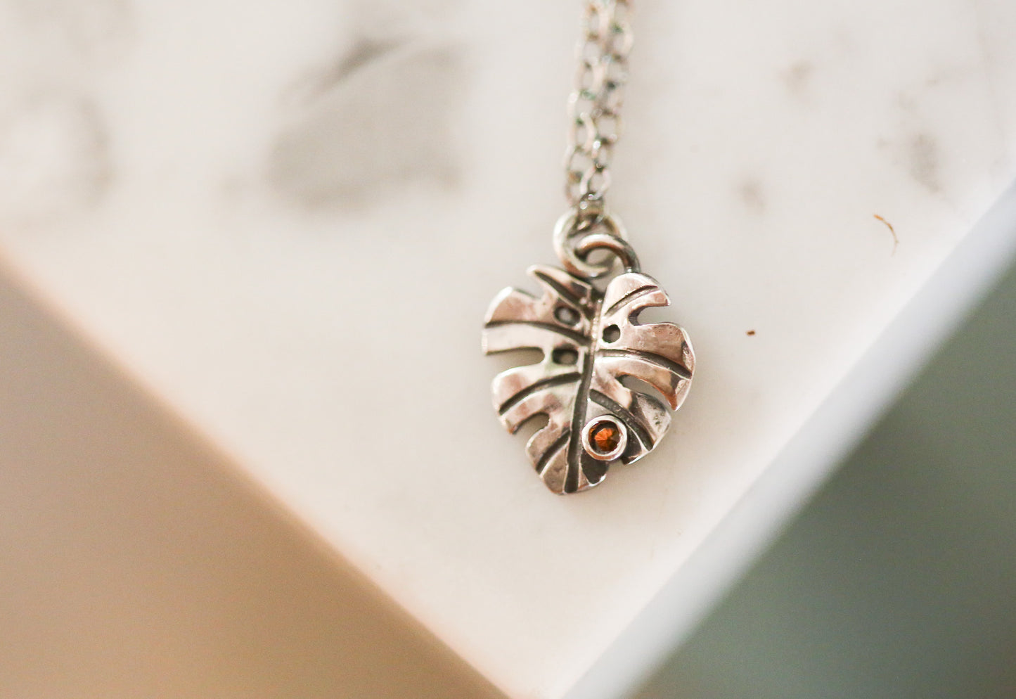 Citrine Mini Monstera Necklace