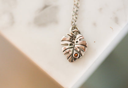 Citrine Mini Monstera Necklace