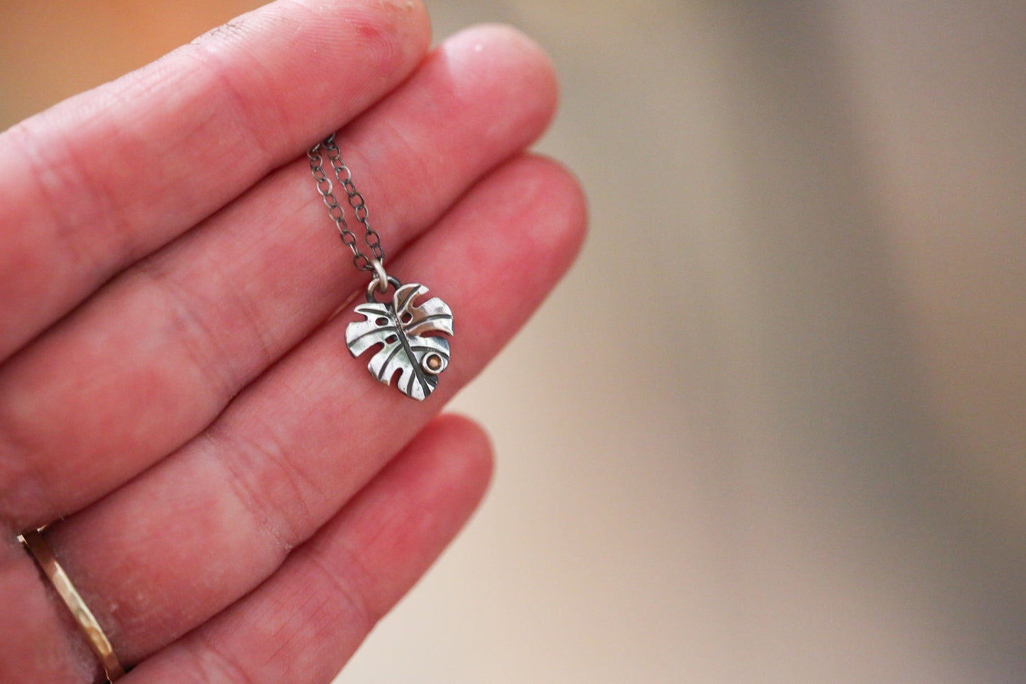 Peridot Mini Monstera Necklace