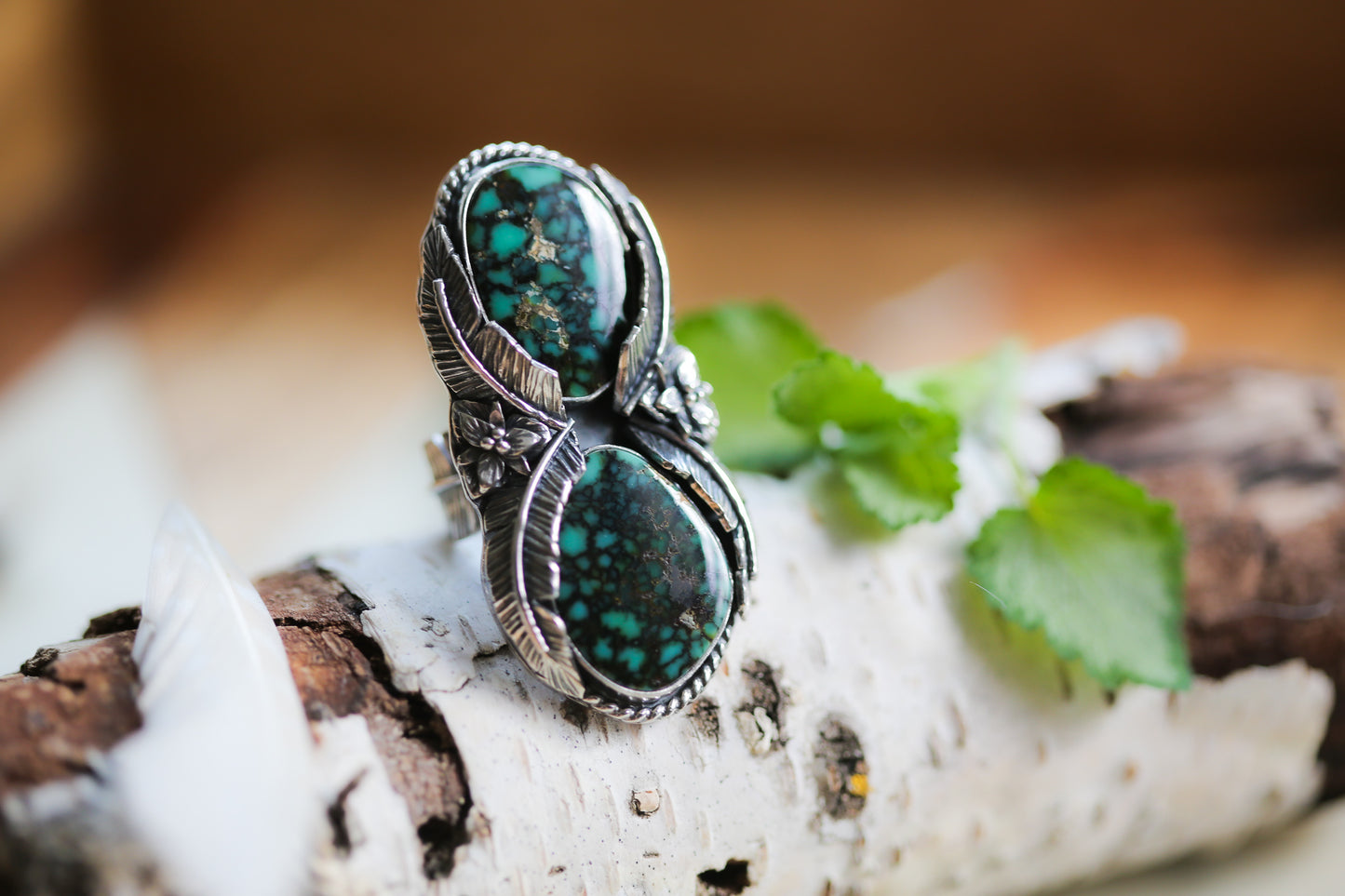 Snowville Variscite Feather Ring Size 5.75