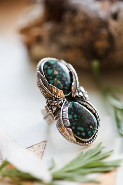 Snowville Variscite Feather Ring Size 5.75