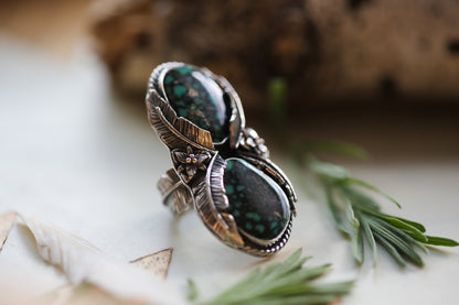 Snowville Variscite Feather Ring Size 5.75