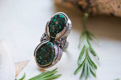 Snowville Variscite Feather Ring Size 5.75